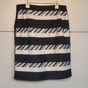 White House Black Market Mix Striped Tiered Pencil Skirt